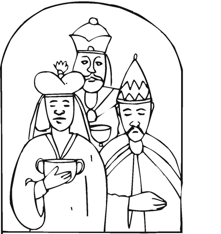 Wise Men Came With Gifts To Worship Little Jesus  Coloring Page